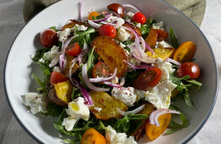 Sallad på rostade gulbetor